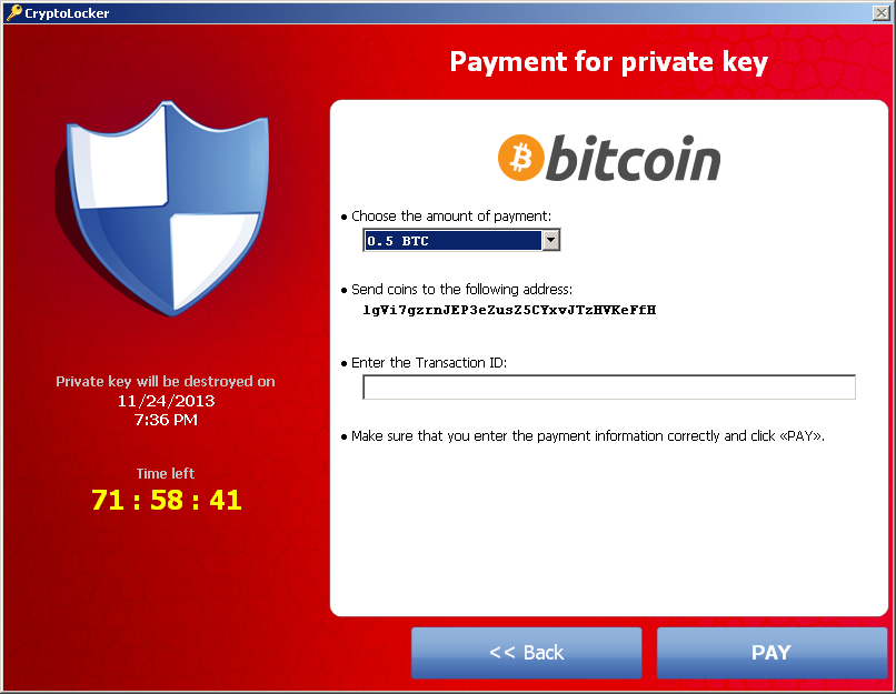 CryptoLocker 2013.11.20, Send coins to