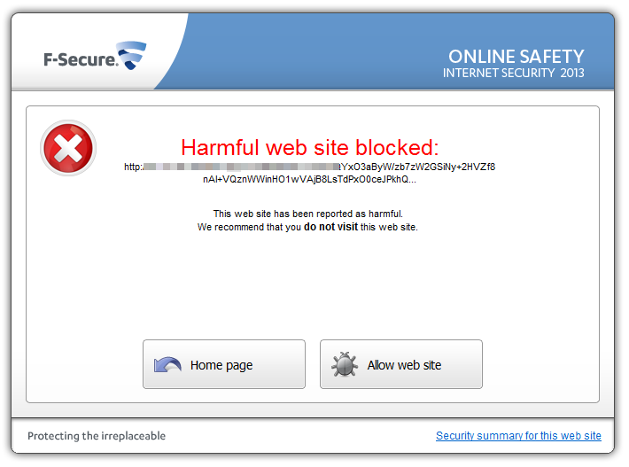 F-Secure Browsing Protection block