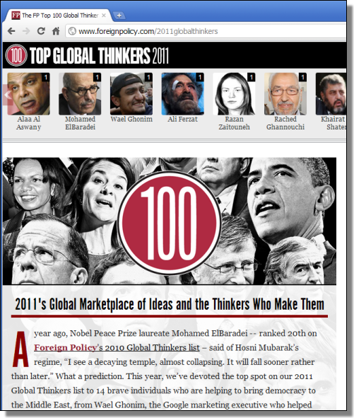 The FP Top 100 Global Thinkers, 2011