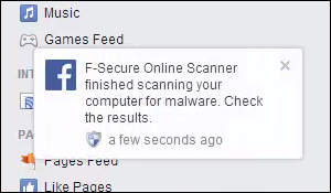 Facebook, F-Secure Online Scanner: finished