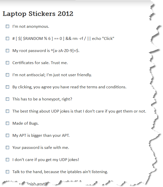 Laptop Stickers Poll, 2012
