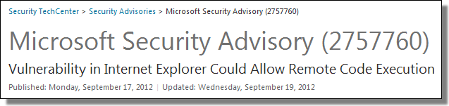 Microsoft Security Advisory (2757760)