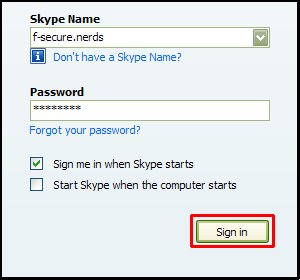 Note that the real Skype's sign in ...