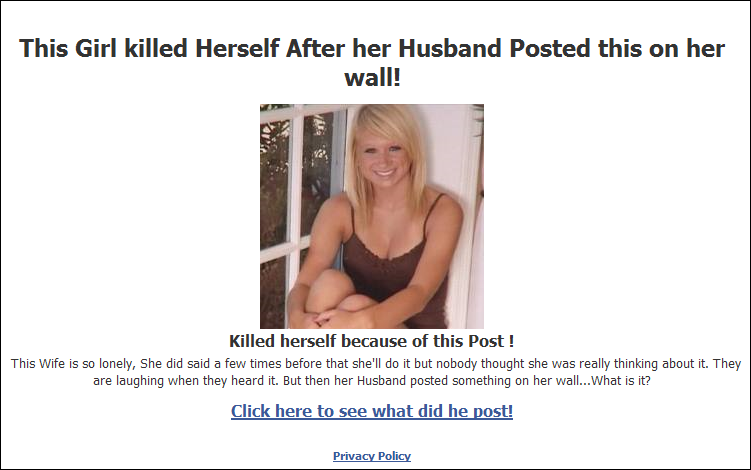This Girl killed Herself After her Husband Posted this on her wall