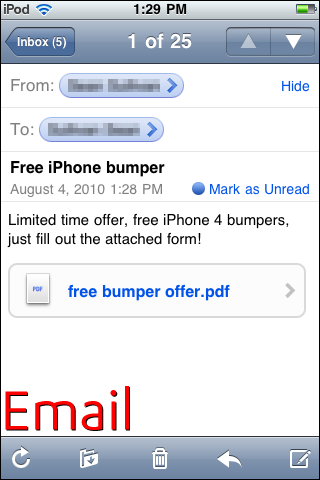iPhone email with pdf attachment