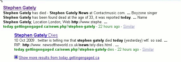 Stephen Gately, rogue results