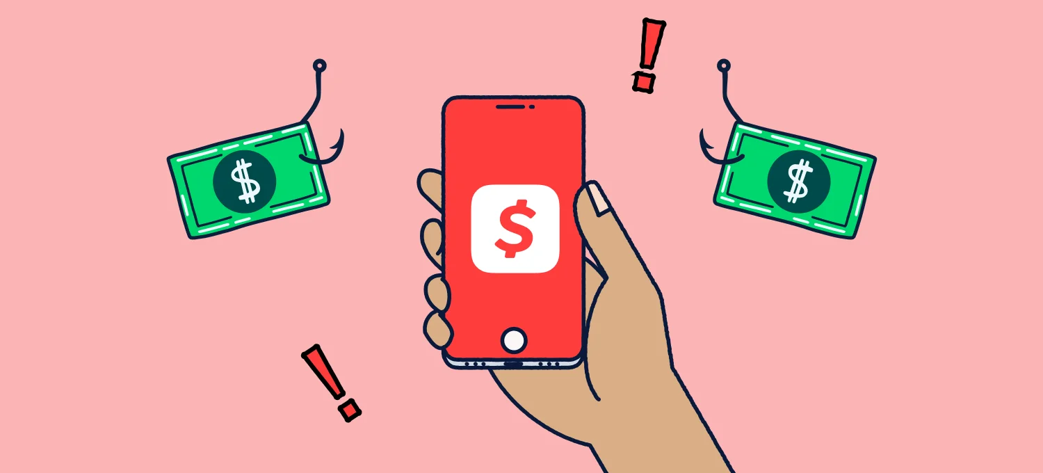 Phone showing cash app logo with money stolen
