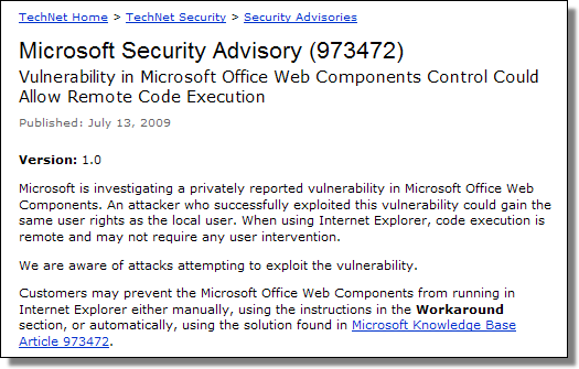 Microsoft Security Advisory 973472