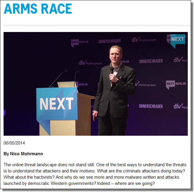 NEXT: Arms race
