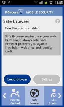 F-Secure Mobile Security, Safe Browser