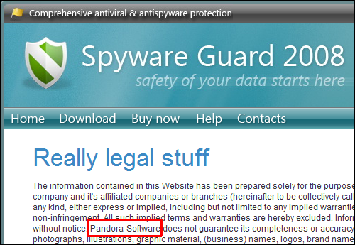 Rogue SpywareGuard 2008 - Really Legal Stuff