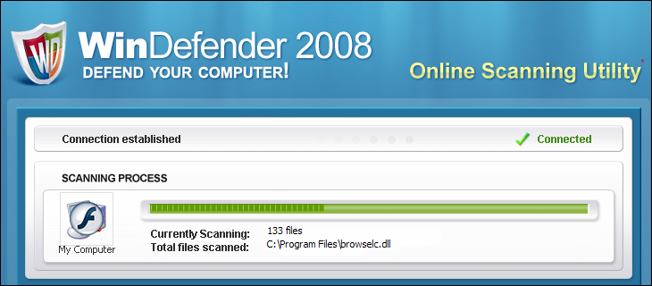 Rogue WinDefender 2008 - Online Scanning Utility
