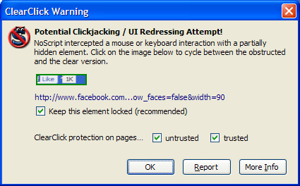 NoScript � ClearClick Warning