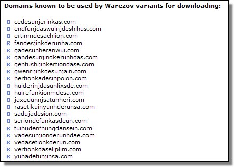 Warezov Domain List