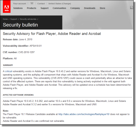 Adobe Security Bulletin, June 4th