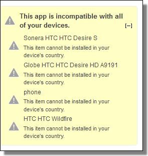 This app is incompatible with all of your devices.