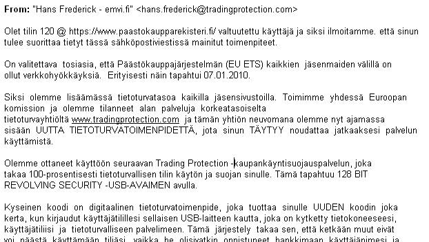 Emission phishing, Finnish