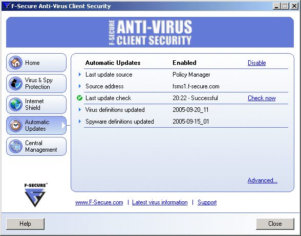 F-Secure Anti-virus Client Security