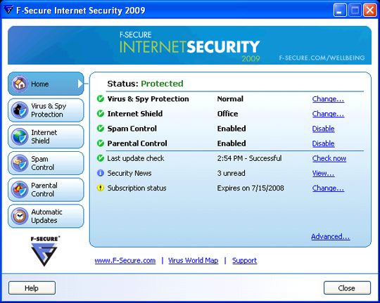 F-Secure Internet Security 2009, published in 2008
