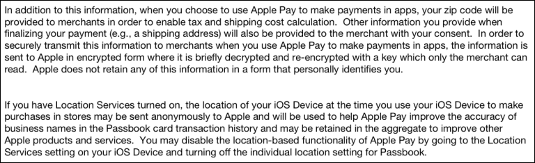 iOS 8.1.3 Terms, zip code and location