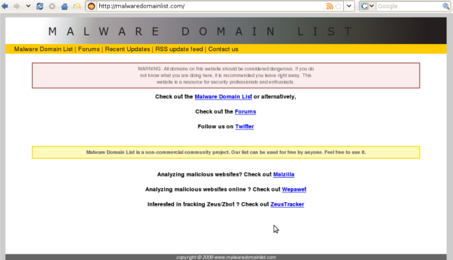 Malware Domains List