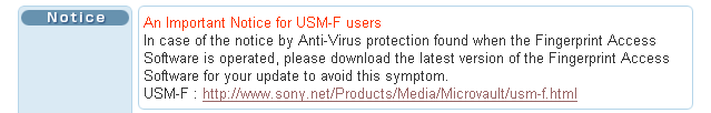 Sony USM-F Notice