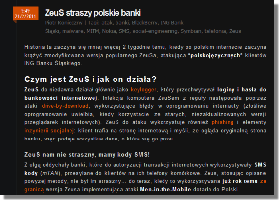 ZeuS in the Mobile, Zitmo, ING Poland, http://niebezpiecznik.pl/post/zeus-straszy-polskie-banki/